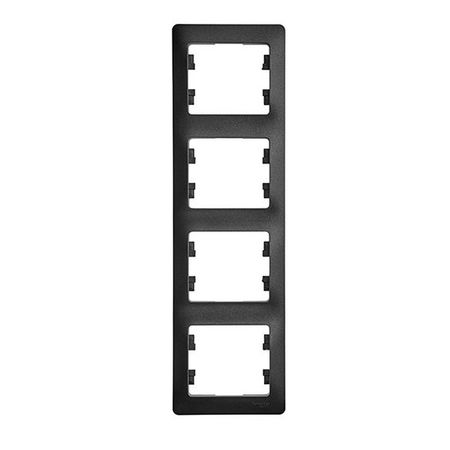 Рамка 4 поста Schneider Electric GLOSSA, вертикальная, антрацит
