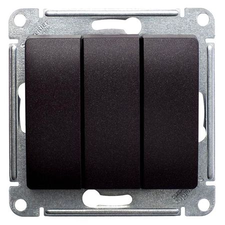Выключатель 3-клавишный Schneider Electric GLOSSA, скрытый монтаж, шоколад