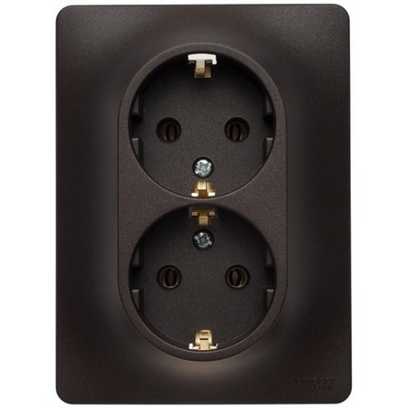 Розетка двухместная Schneider Electric GLOSSA, скрытый монтаж, с заземлением, шоколад