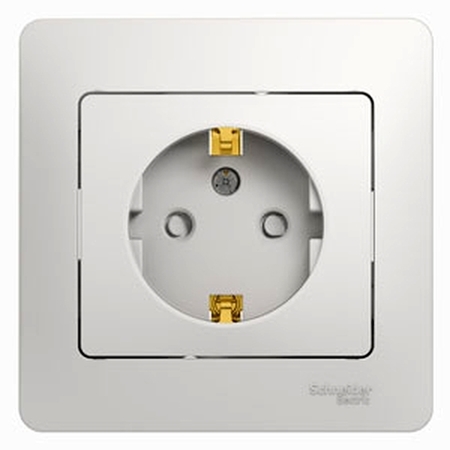 Розетка Schneider Electric GLOSSA, скрытый монтаж, с заземлением, со шторками, белый