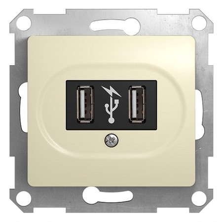 Розетка 2xUSB Schneider Electric GLOSSA, бежевый