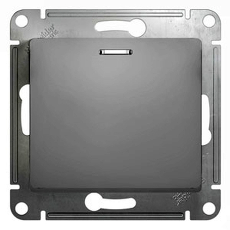 Выключатель 1-клавишный Schneider Electric GLOSSA, с подсветкой, скрытый монтаж, алюминий