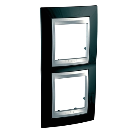 Рамка 2 поста Schneider Electric UNICA TOP, вертикальная, родий