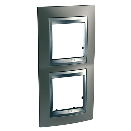 Рамка 2 поста Schneider Electric UNICA TOP, вертикальная, никель