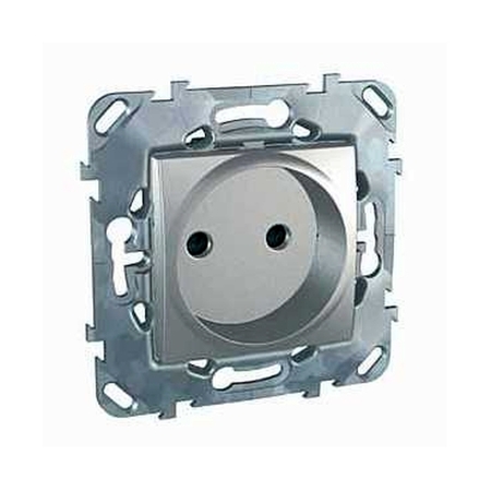 Розетка Schneider Electric UNICA TOP, скрытый монтаж, со шторками, алюминий