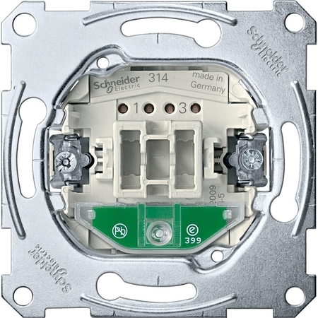 Механизм выключателя 1-клавишного двухполюсного Schneider Electric Коллекции Merten, с подсветкой, скрытый монтаж