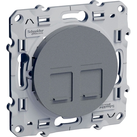 Розетка 2xRJ45 Cat.5е Schneider Electric ODACE, алюминий