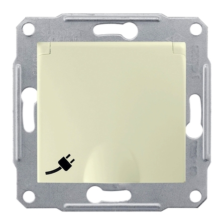 Розетка IP44 Schneider Electric SEDNA, скрытый монтаж, с заземлением, с крышкой, со шторками, винтовые клеммы, бежевый
