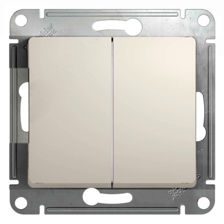 Выключатель 2-клавишный Schneider Electric GLOSSA, скрытый монтаж, молочный