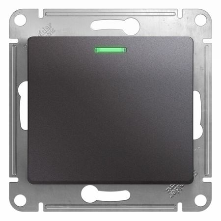 Переключатель 1-клавишный Schneider Electric GLOSSA, с подсветкой, скрытый монтаж, графит