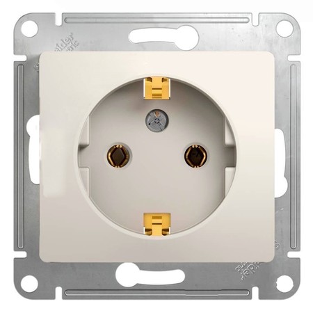 Розетка Schneider Electric GLOSSA, скрытый монтаж, с заземлением, молочный