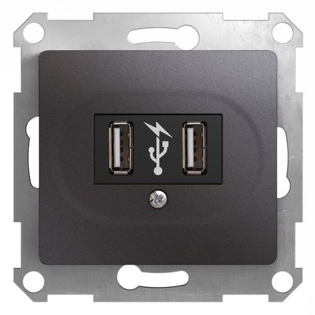Розетка 2xUSB Schneider Electric GLOSSA, графит