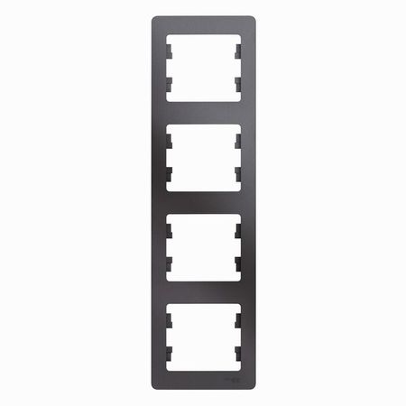 Рамка 4 поста Schneider Electric GLOSSA, вертикальная, графит