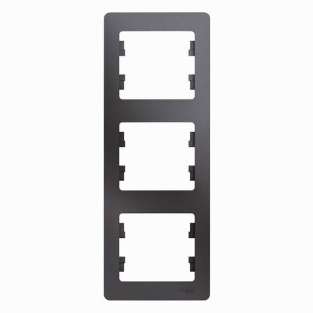 Рамка 3 поста Schneider Electric GLOSSA, вертикальная, графит