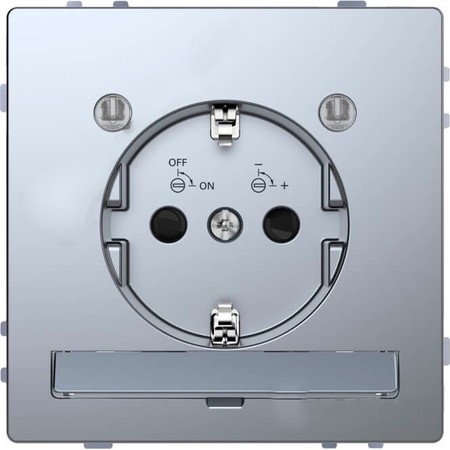 Розетка Schneider Electric MERTEN D-LIFE, скрытый монтаж, с заземлением, нержавеющая сталь