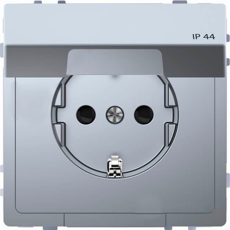 Розетка Schneider Electric MERTEN D-LIFE, скрытый монтаж, с заземлением, с крышкой, нержавеющая сталь