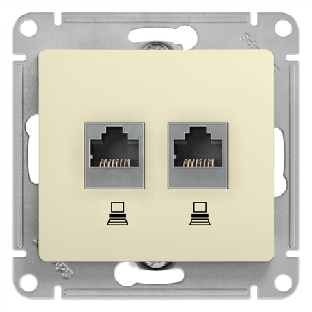 Розетка 2xRJ45 Cat.5 Schneider Electric GLOSSA, молочный