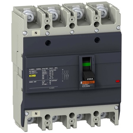 Силовой автомат Schneider Electric Easypact EZC 250, TM-D, 25кА, 4P, 80А