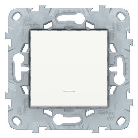 Переключатель 1-клавишный Schneider Electric UNICA NEW, с подсветкой, скрытый монтаж, белый