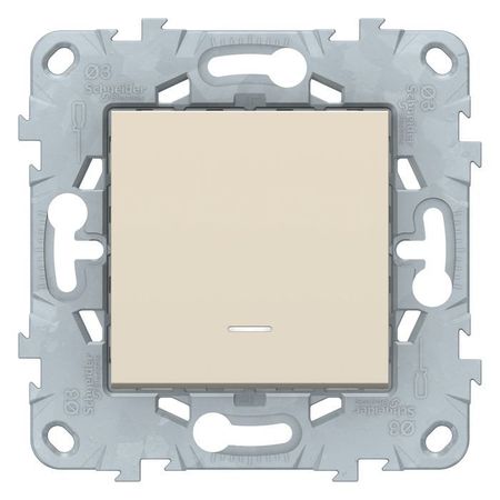 Переключатель 1-клавишный Schneider Electric UNICA NEW, с подсветкой, скрытый монтаж, бежевый