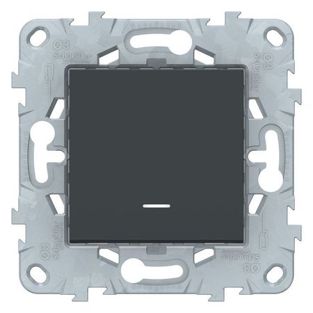 Выключатель 1-клавишный кнопочный Schneider Electric UNICA NEW, с подсветкой, скрытый монтаж, антрацит