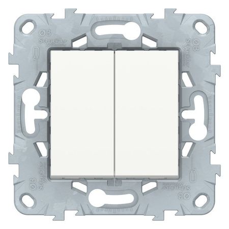 Выключатель 2-клавишный Schneider Electric UNICA NEW, скрытый монтаж, белый