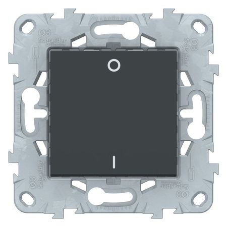 Выключатель 1-клавишный двухполюсный Schneider Electric UNICA NEW, скрытый монтаж, 16А, антрацит
