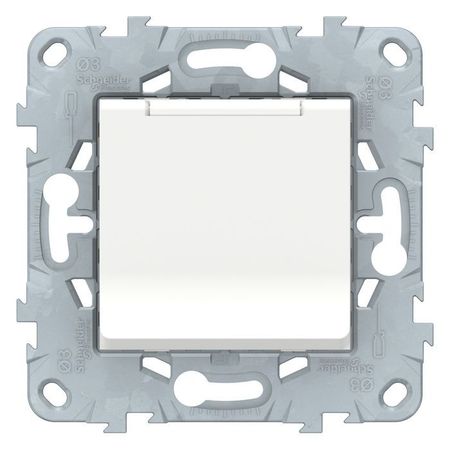 Розетка Schneider Electric UNICA NEW, скрытый монтаж, с заземлением, с крышкой, со шторками, винтовые клеммы, белый
