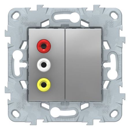 Розетка 3RCA Schneider Electric UNICA NEW, алюминий