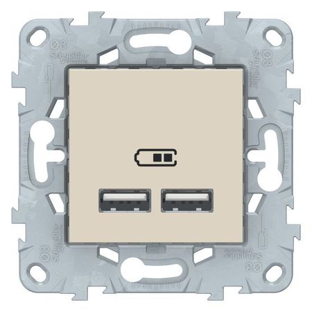 Розетка 2xUSB Schneider Electric UNICA NEW, бежевый