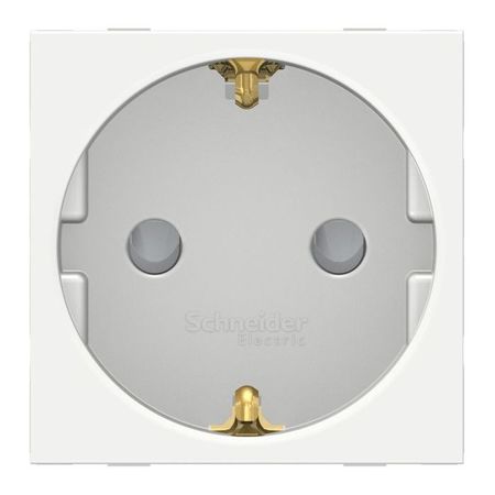 Розетка на 2 модуля Schneider Electric UNICA NEW MODULAR, скрытый монтаж, с заземлением, со шторками, винтовые клеммы, белый