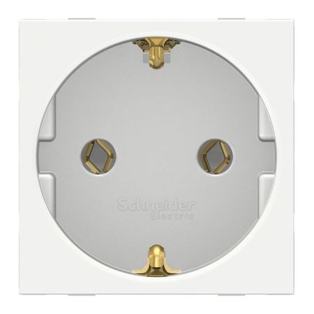 Розетка на 2 модуля Schneider Electric UNICA NEW MODULAR, скрытый монтаж, с заземлением, винтовые клеммы, белый