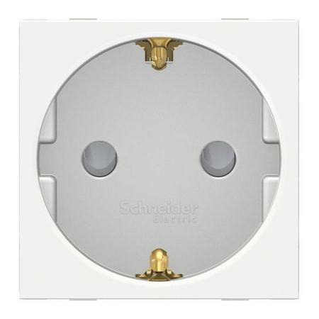 Розетка на 2 модуля Schneider Electric UNICA NEW MODULAR, скрытый монтаж, с заземлением, со шторками, безвинтовые клеммы, белый