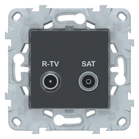 Розетка TV-FM-SAT Schneider Electric UNICA NEW, проходная, антрацит