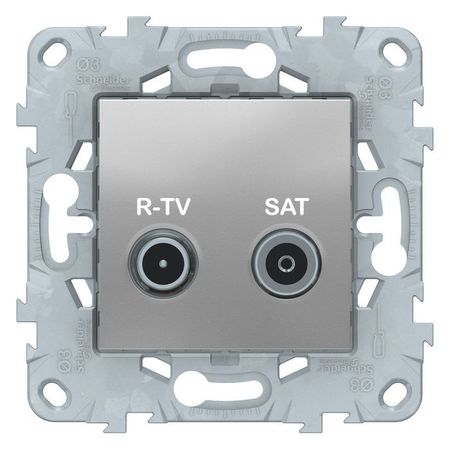 Розетка TV-FM-SAT Schneider Electric UNICA NEW, проходная, алюминий