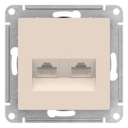 Розетка компьютерная 2xRJ45 Cat.5 Schneider Electric ATLASDESIGN, бежевый