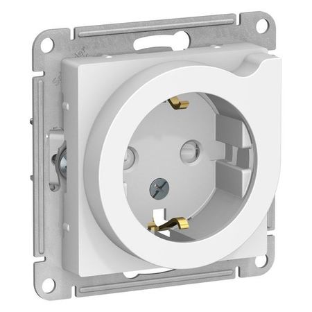 Розетка Schneider Electric ATLASDESIGN, скрытый монтаж, с заземлением, со шторками, белый