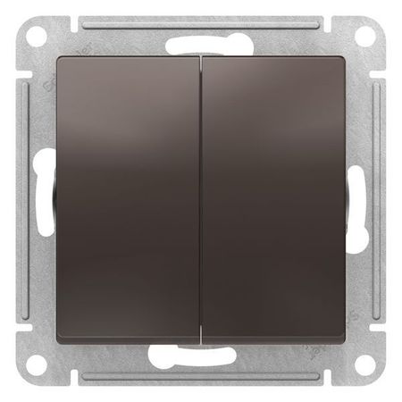 Переключатель 2-клавишный Schneider Electric ATLASDESIGN, скрытый монтаж, мокко