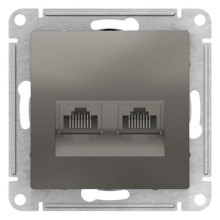 Розетка компьютерная 2xRJ45 Cat.5 Schneider Electric ATLASDESIGN, сталь