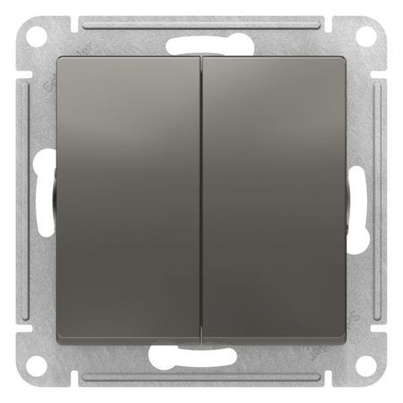 Выключатель 2-клавишный Schneider Electric ATLASDESIGN, скрытый монтаж, сталь