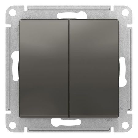 Переключатель 2-клавишный Schneider Electric ATLASDESIGN, скрытый монтаж, сталь