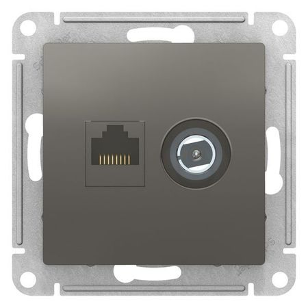 Розетка TV+RJ45 Cat.5 Schneider Electric ATLASDESIGN, оконечная, сталь