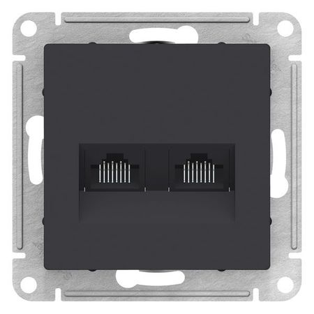 Розетка компьютерная 2xRJ45 Cat.5 Schneider Electric ATLASDESIGN, карбон