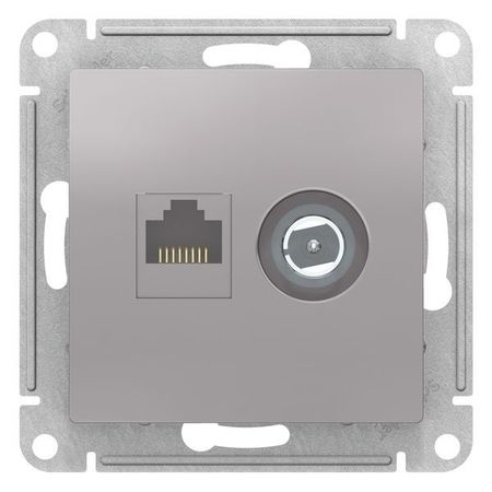 Розетка TV+RJ45 Cat.5 Schneider Electric ATLASDESIGN, оконечная, алюминий
