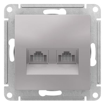 Розетка компьютерная 2xRJ45 Cat.5 Schneider Electric ATLASDESIGN, алюминий