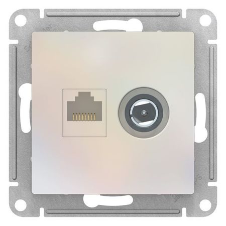Розетка TV+RJ45 Cat.5 Schneider Electric ATLASDESIGN, оконечная, жемчуг