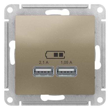 Розетка 2xUSB Schneider Electric ATLASDESIGN, шампань