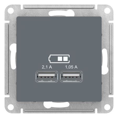 Розетка 2xUSB Schneider Electric ATLASDESIGN, грифель