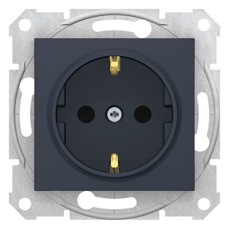 Розетка Schneider Electric SEDNA, скрытый монтаж, с заземлением, со шторками, безвинтовые клеммы, графит