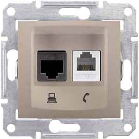 Розетка двойная RJ11+RJ45 Cat.6 (UTP) Schneider Electric SEDNA, титан